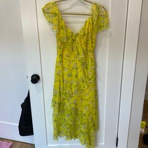 Alice and Olivia highlighter yellow floral dress size 0